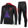 Manchester United Trainings Sweatshirt Pak Quarter-zip 2021-22 Donkergrijze - Heren